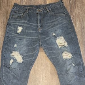 MONTHORIGIN PATCHWORK DISTRESSED JEANS